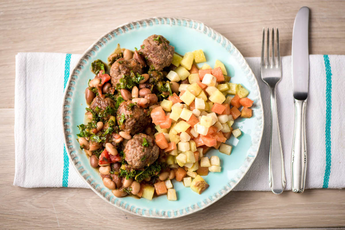 Meatballs with Roasted Root Vegetables