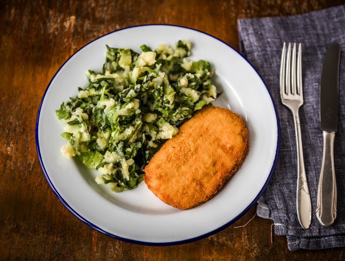 Andijviestamppot met champignon cordon bleu