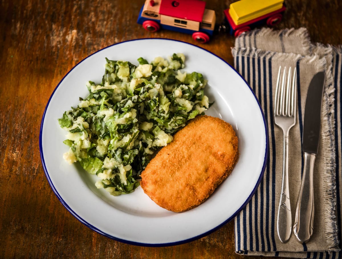Andijviestamppot met champignon cordon bleu
