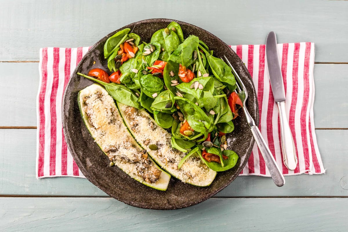 Mushroom Stuffed Courgettes