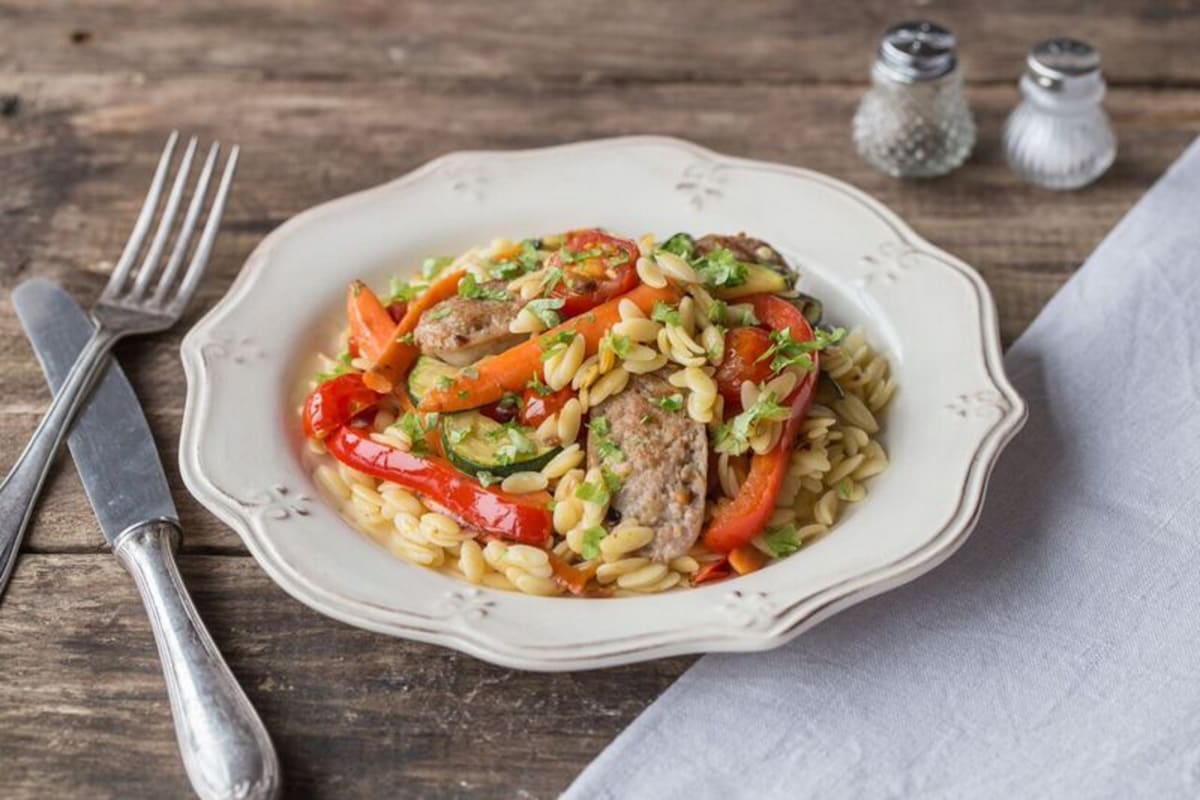 Sausage & Warm Orzo Salad