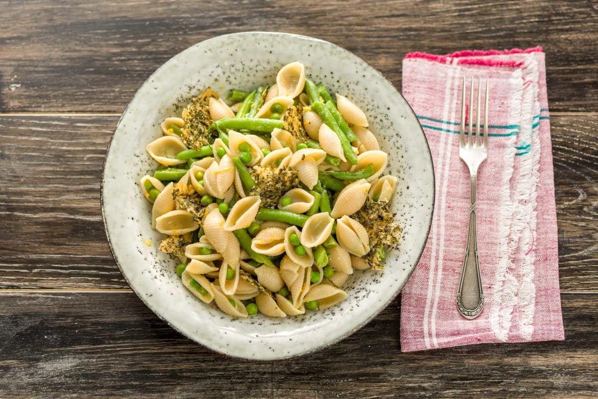 Grün und knusprig: Frühlingspasta