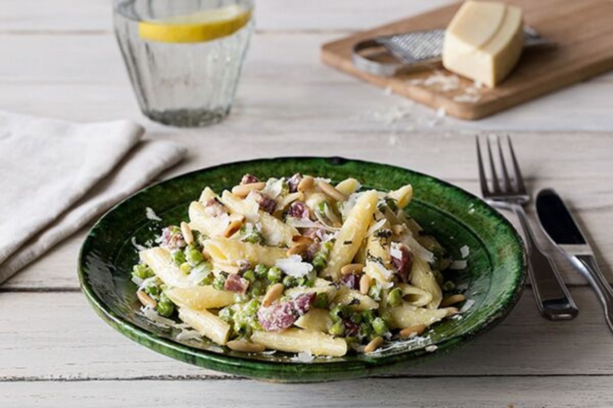 Pea and Pancetta Penne