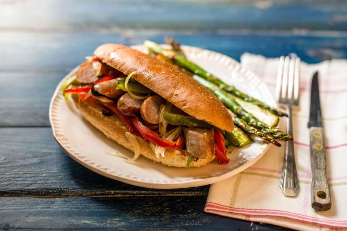 One-Sheet Sausage and Pepper Hoagies