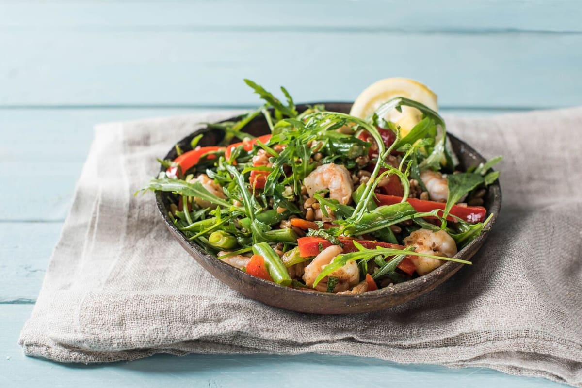 Warm Shrimp and Farro Salad