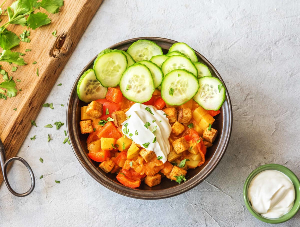 Milde tikka masala met tofu