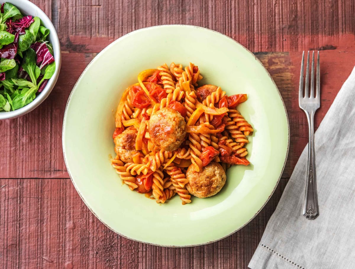 Fusilli aux boulettes de poulet