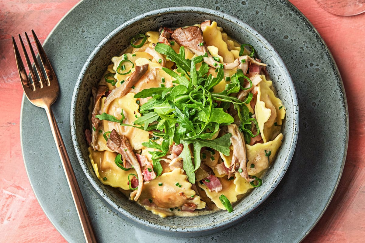 Lobster Ravioli with Maitake Mushrooms