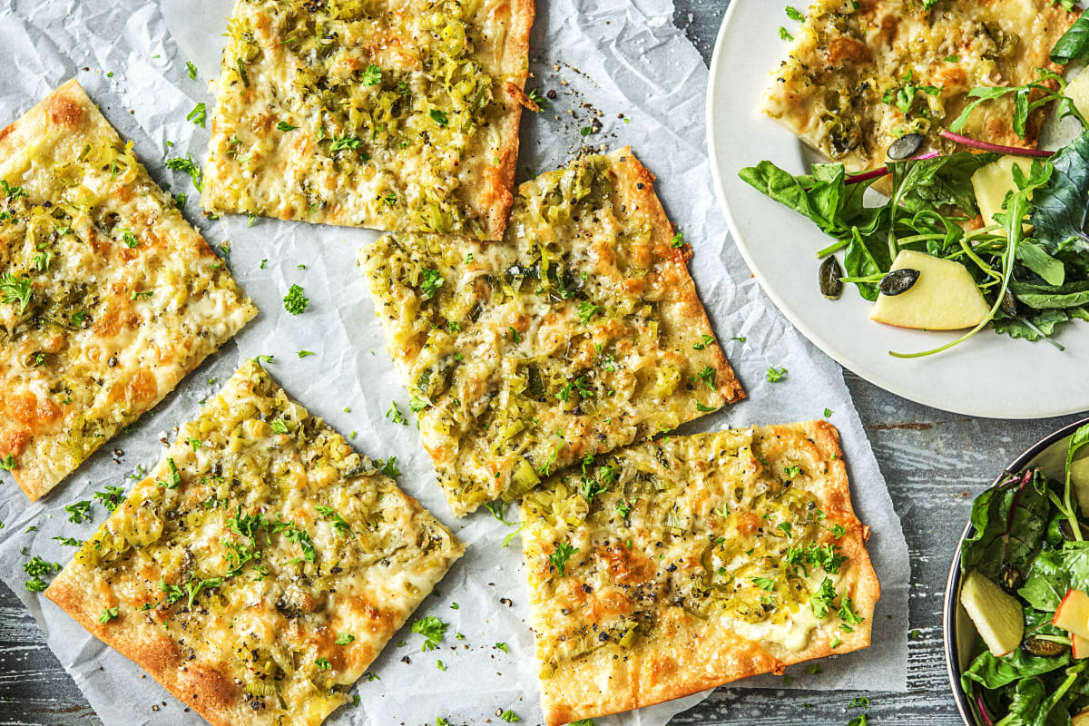 Flammkuchen mit Porree,