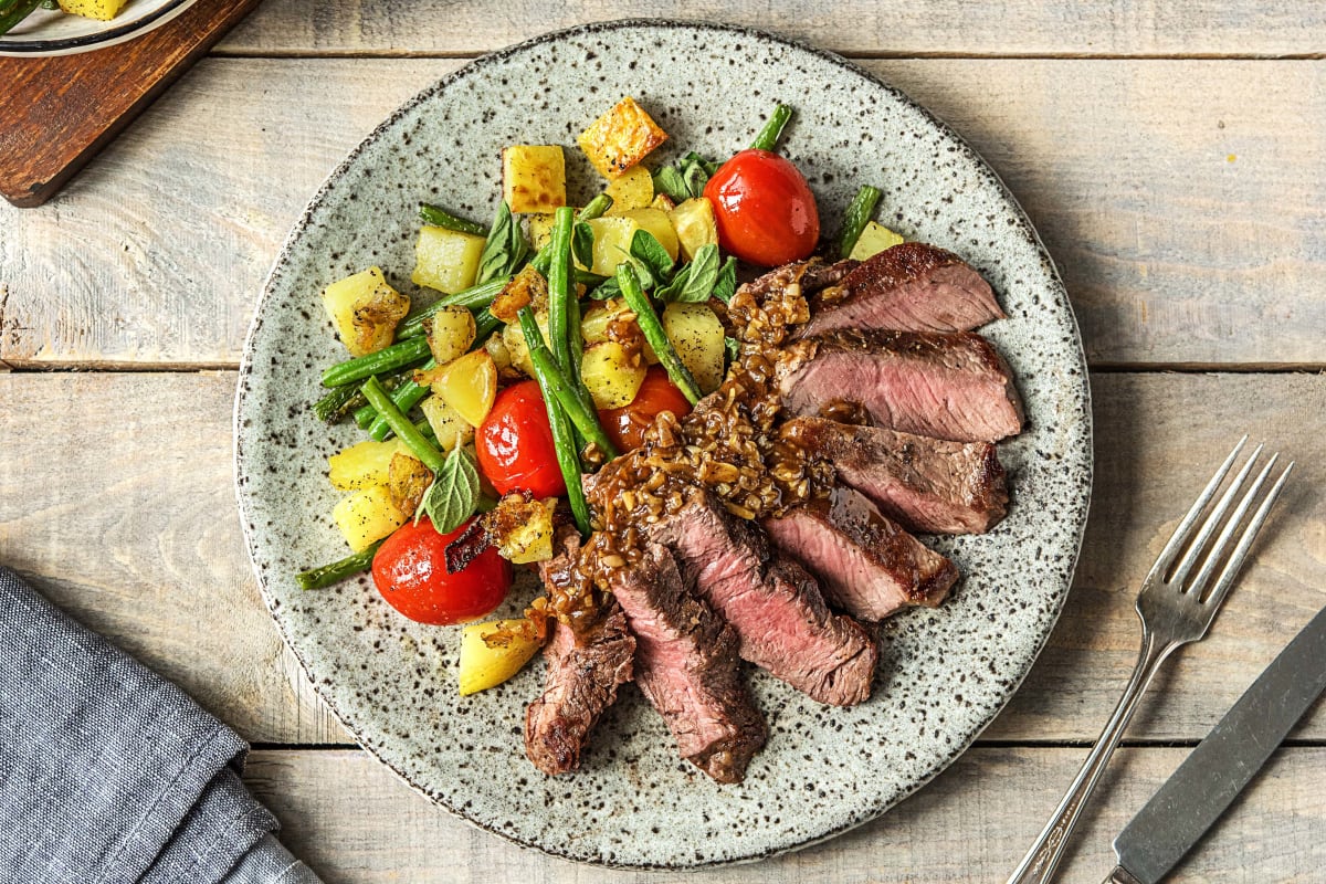 Steak and Crispy Potato Salad