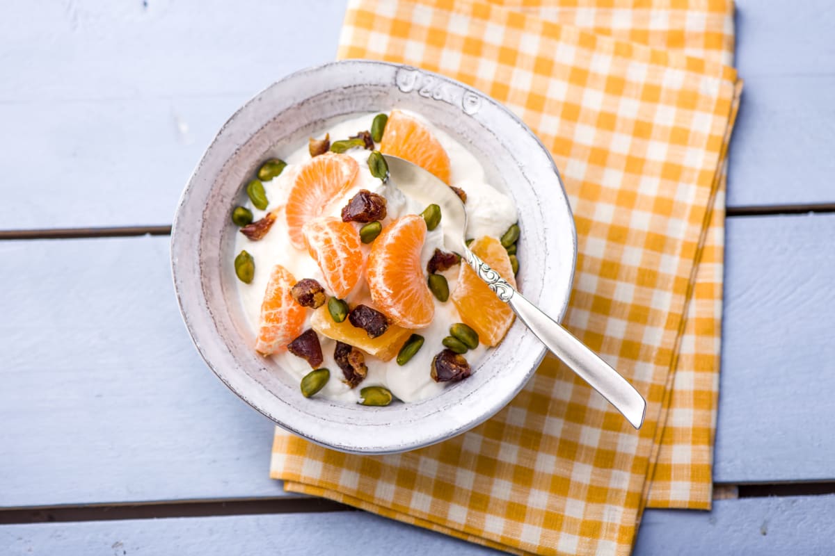 Fromage blanc entier aux fruits orange