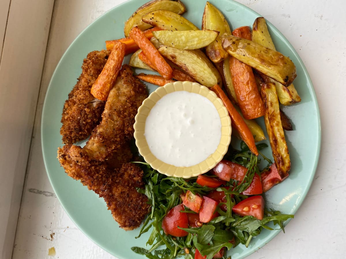 Mediterranean inspired crispy chicken