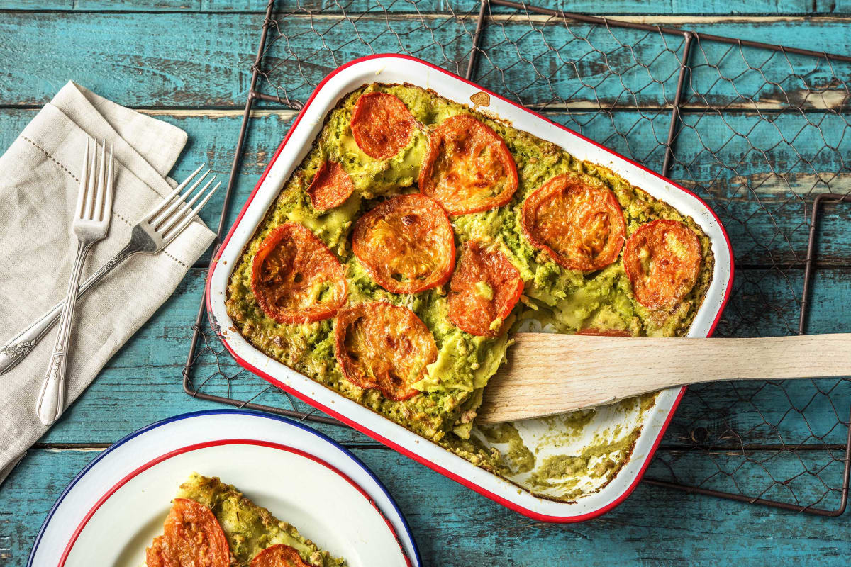 Lasagne met kipgehakt en broccolisaus