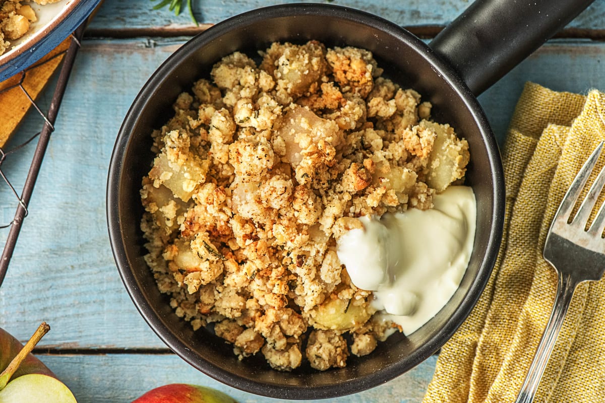 Appel-perencrumble met rozemarijn
