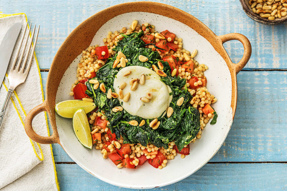 Mozzarella de bufflonne et épinards au four