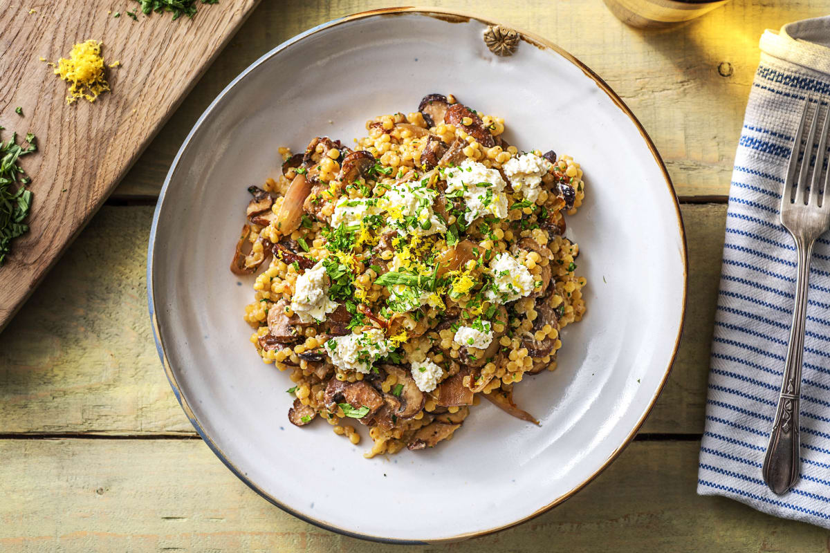 Parelcouscous met gebakken sjalotjes