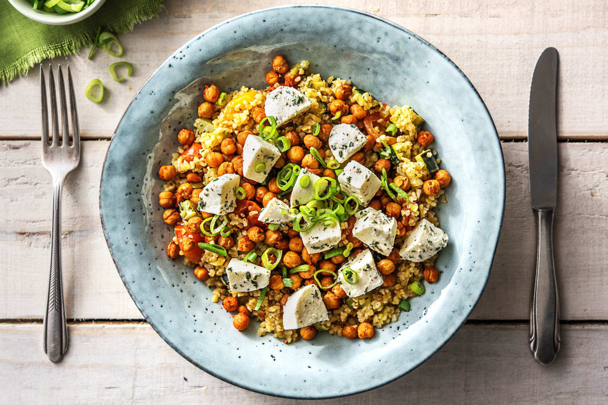 Bulgursalat mit mariniertem Mozzarella