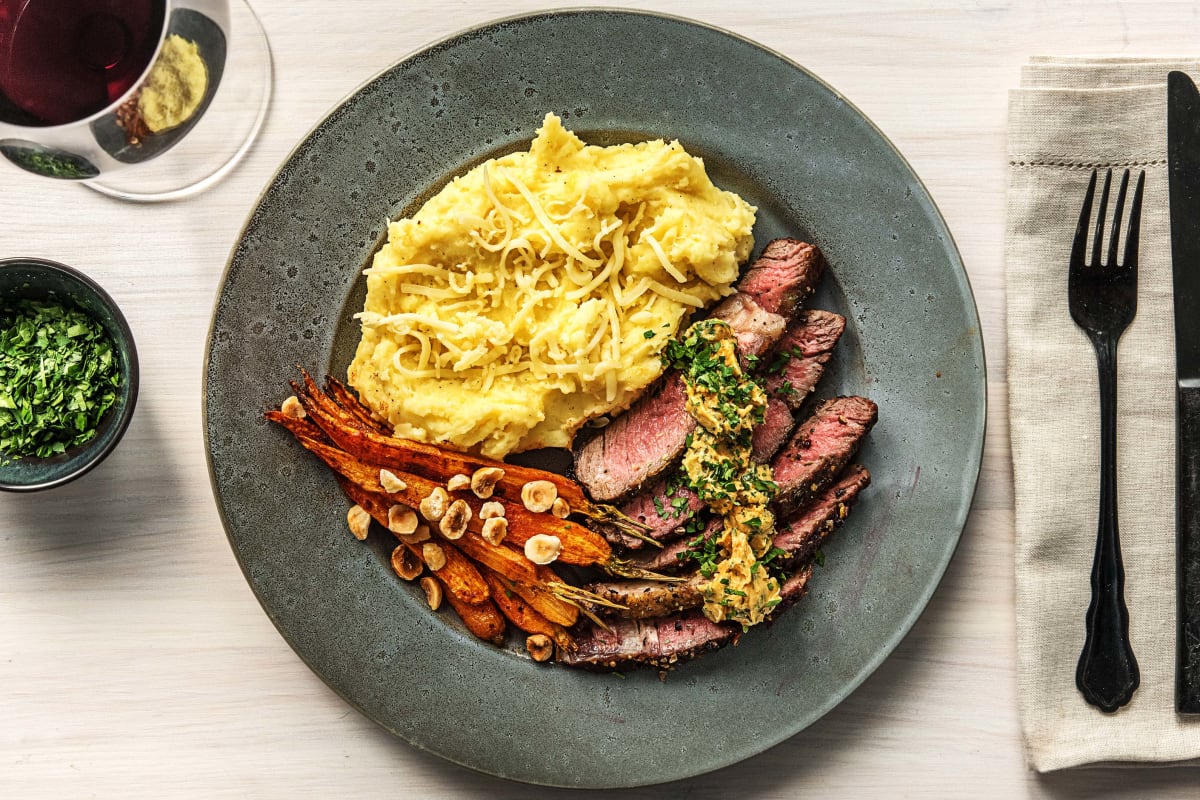 Rib-Eye Steak Over Gruyère Mashed Potatoes