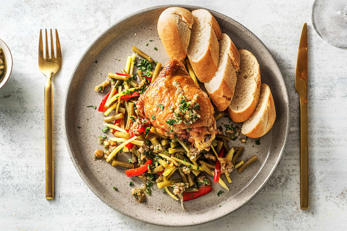 Gekonfijte kippendij met bagna cauda