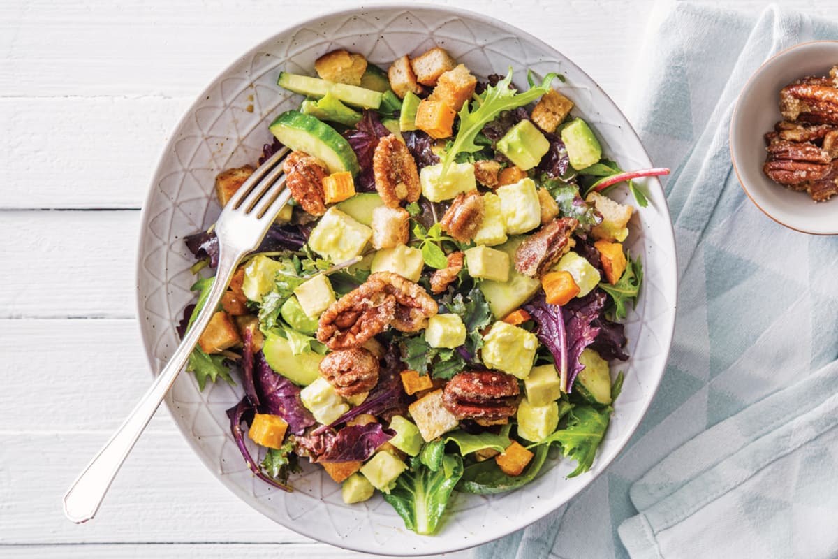 (Vegetarian) Sweet Potato & Candied Pecan Salad