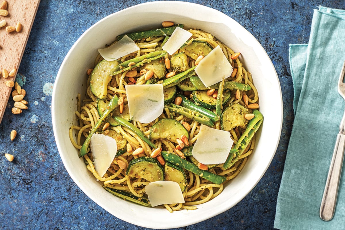 (Vegetarian) Speedy Lemon Pesto Spaghetti