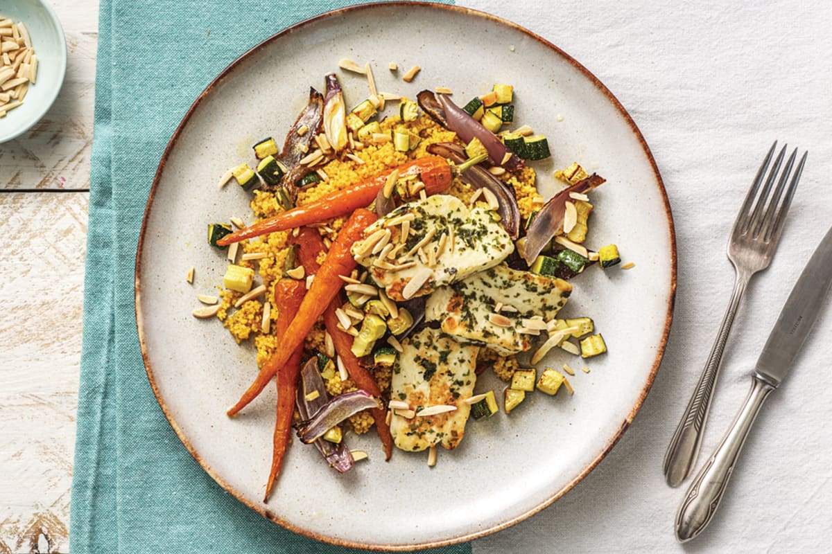 Roast Carrot & Basil Haloumi Couscous