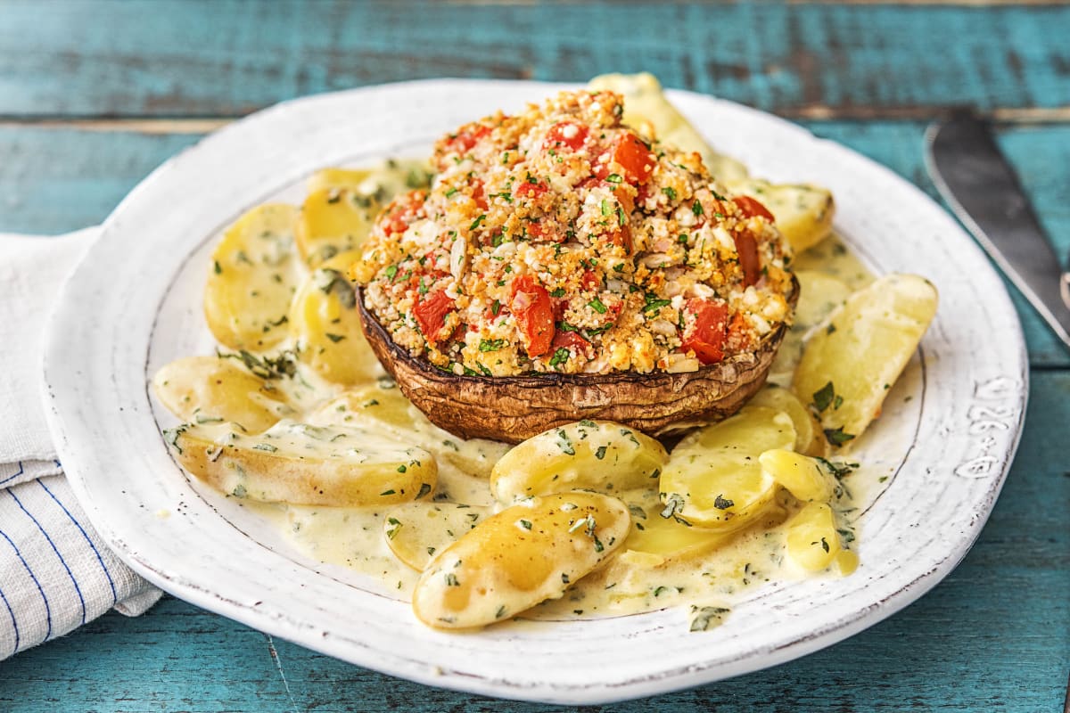 Portobello-Pilze mit Hirtenkäsefüllung