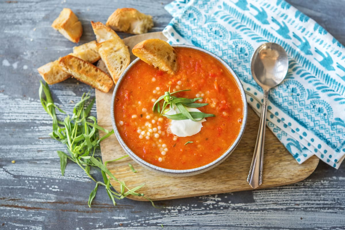 Soupe de tomate et de poivron à l'estragon