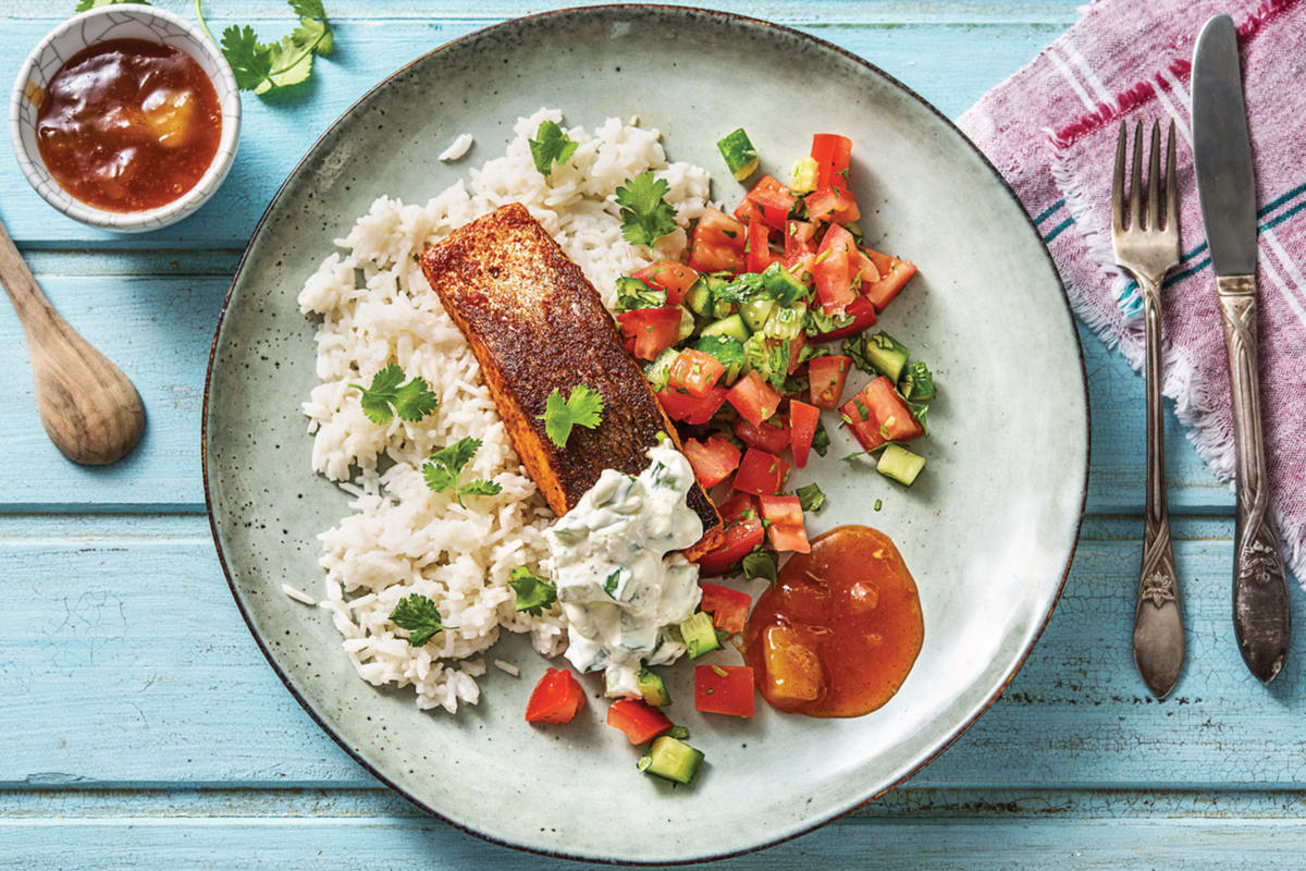 Salmon Tikka with Spiced Rice Recipe | HelloFresh