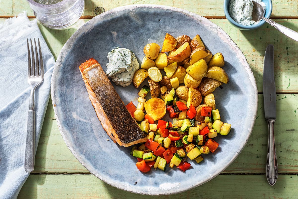 Filet de saumon poêlé et mayonnaise à l’aneth