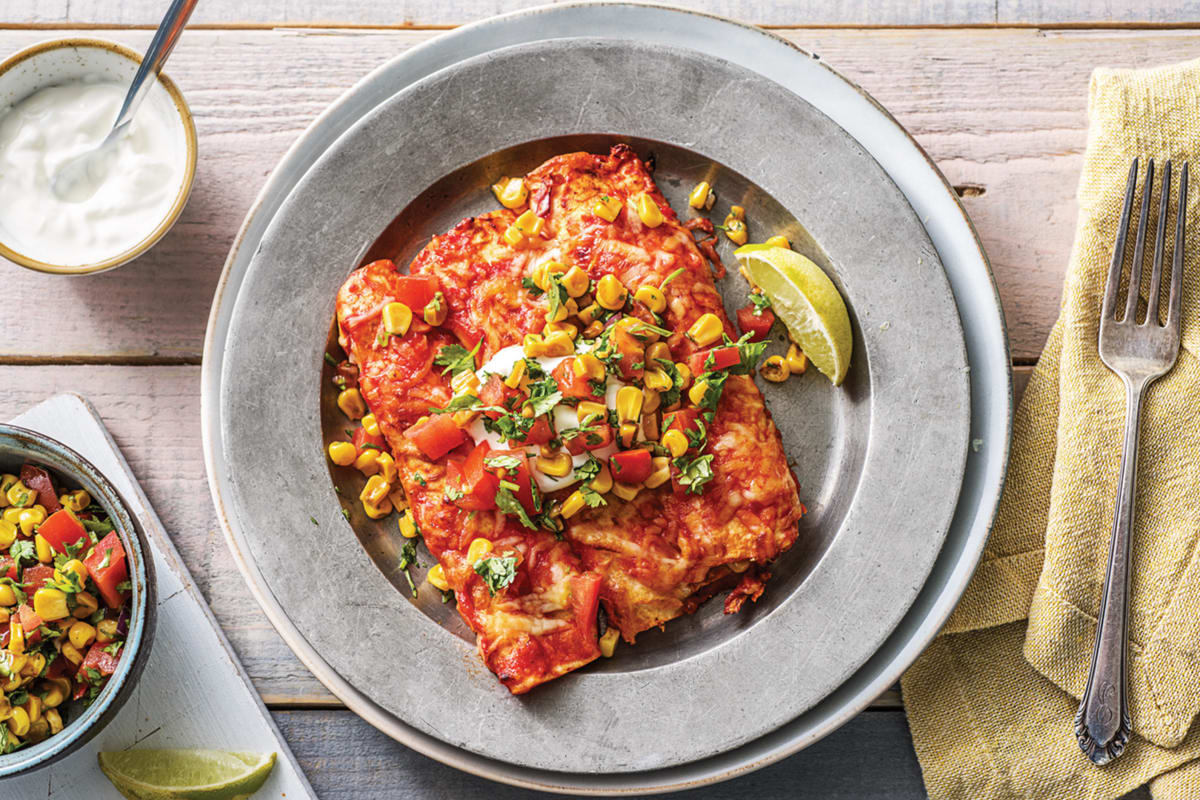 Cheesy Mexican Bean Enchiladas