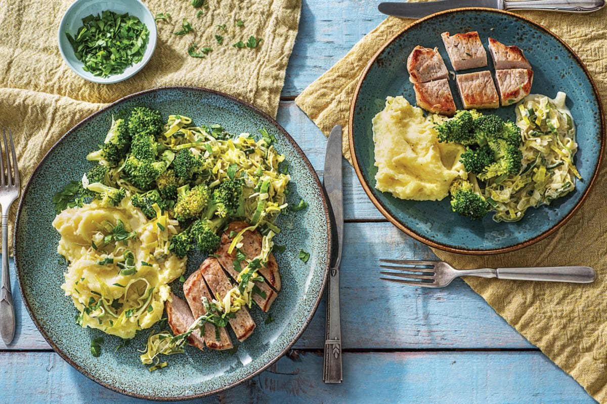 Pork With Creamy Leek Sauce