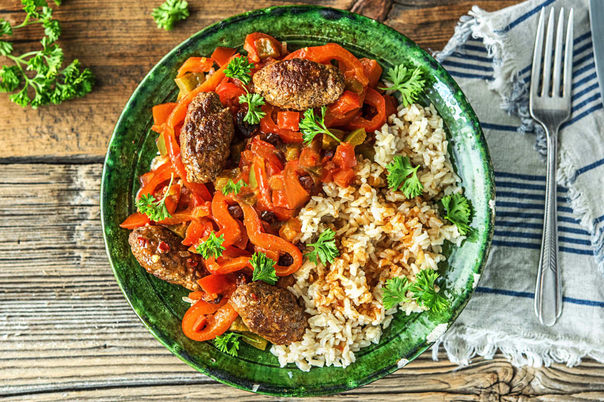 Kruidige köfte in zoet-pittige saus