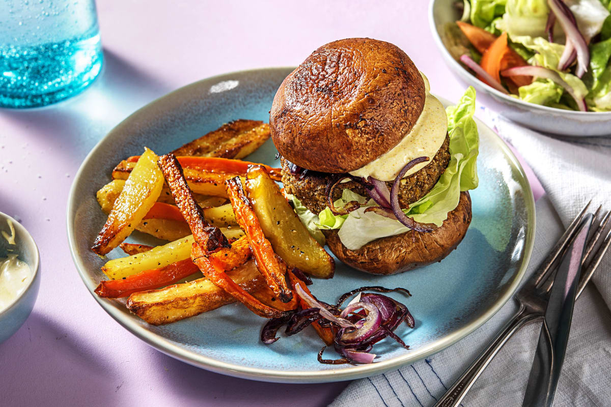 Falafel dans un burger de portobello