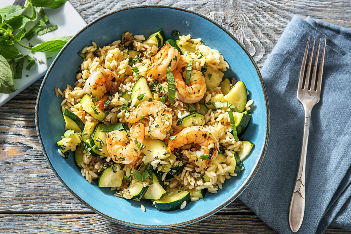 Orzo Aux Crevettes à L’ail Et Aux Tomates Cerises Recette | HelloFresh