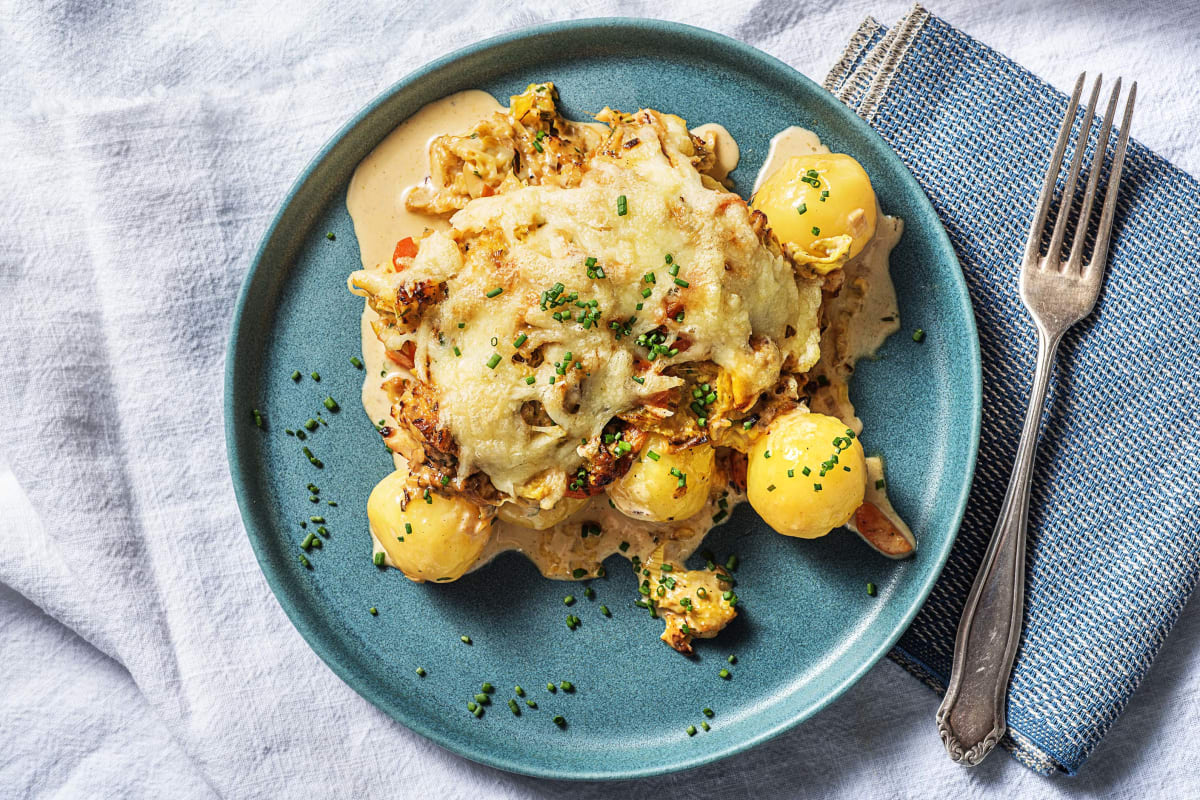 Cremiger Mini-Knödel-Auflauf