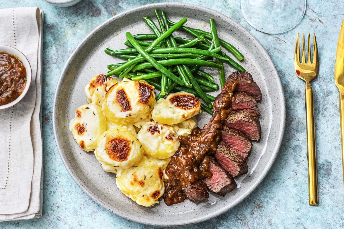 Rumsteak et sauce à l'échalote et au thym