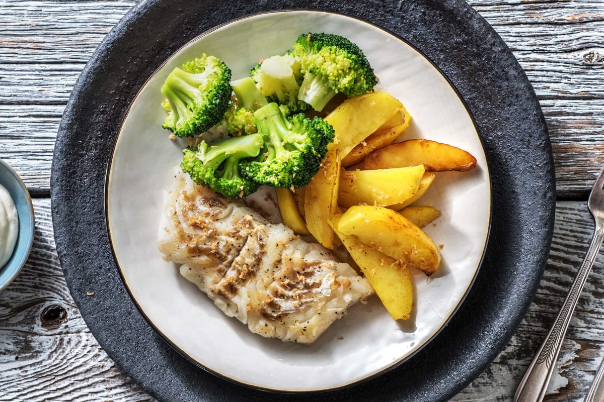 Gebakken kabeljauwfilet met kokoscrumble