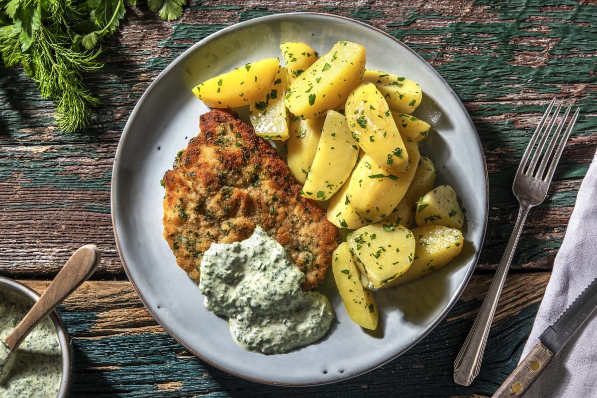 Kräuter-Schweinelachssteak mit Grüner Soße