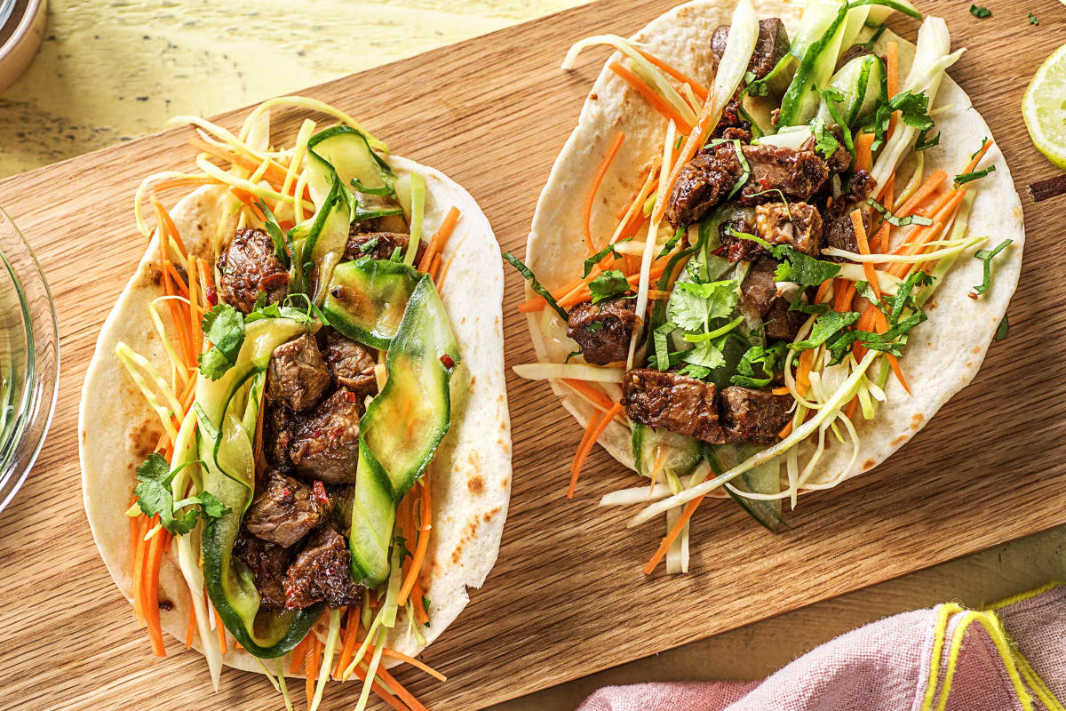 Koreaanse wraps met biefstukpuntjes