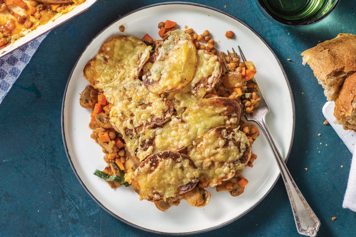 Cheesy Potato & Lentil Bake