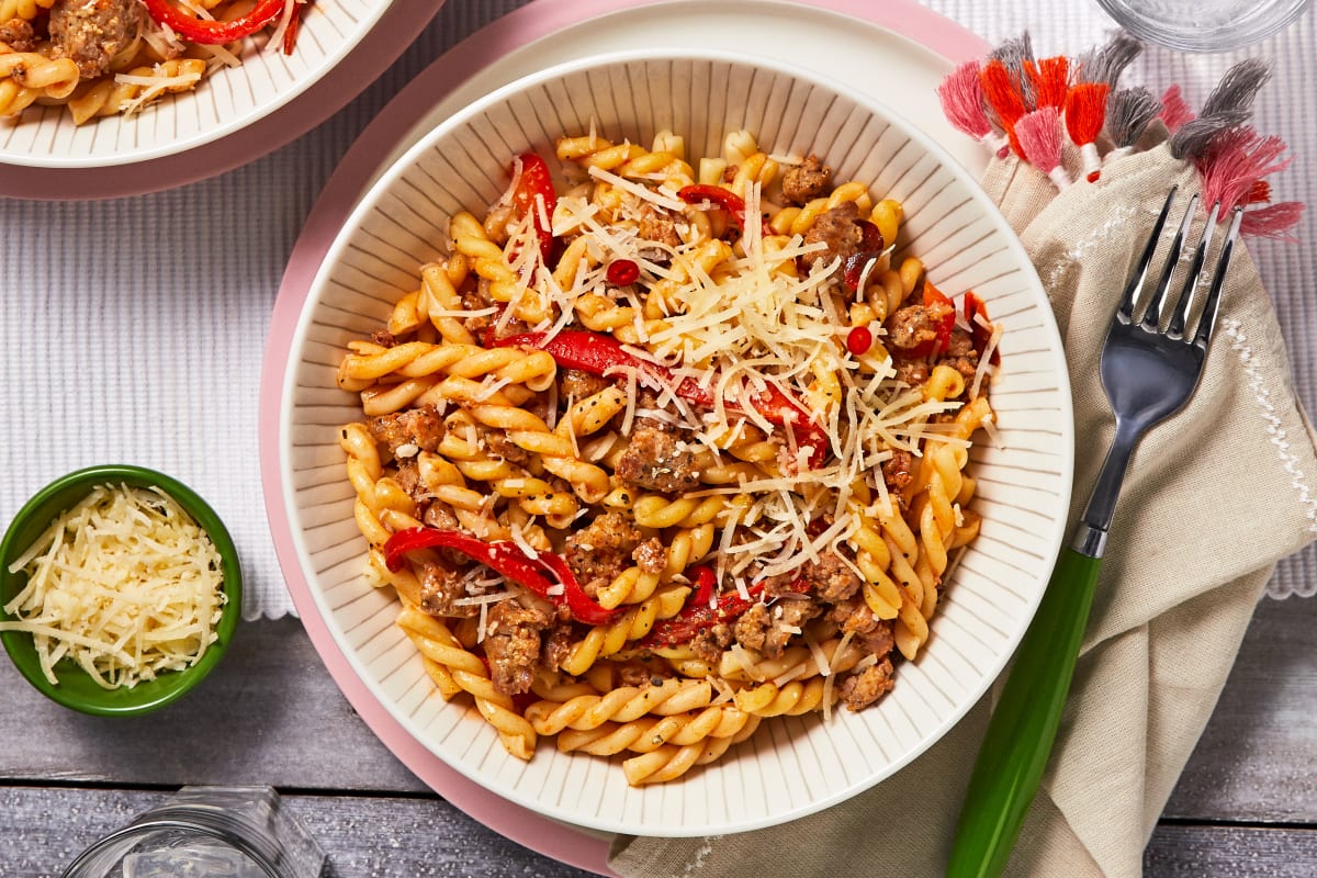 Sausage and Roasted Red Pepper Pasta