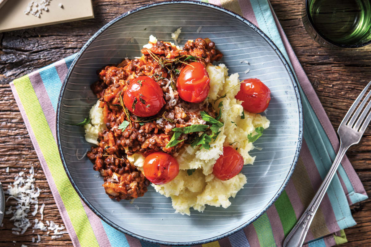 Lentil Bolognese & Caramelised Cherry Tomatoes