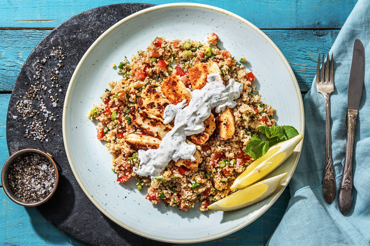 Würziger Halloumi auf Tabbouleh