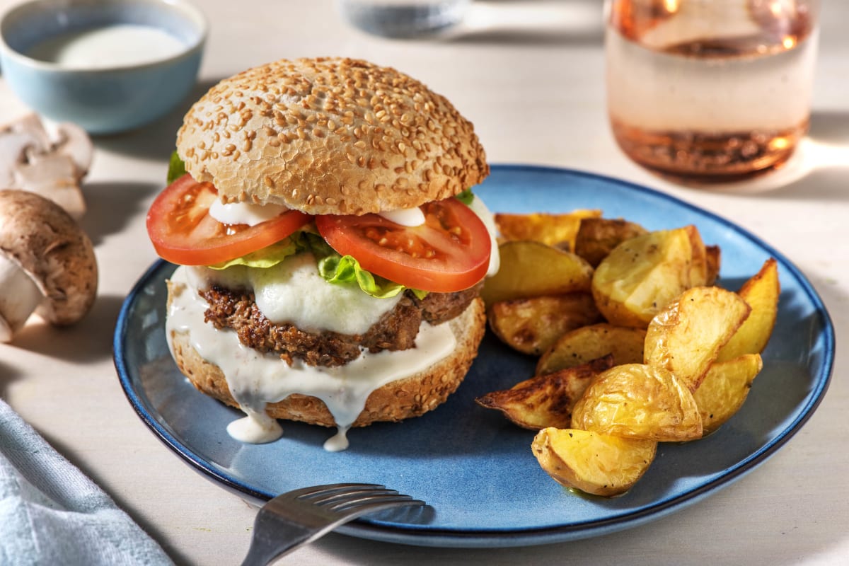 Burger aus Rindfleisch und Champignons Rezept | HelloFresh