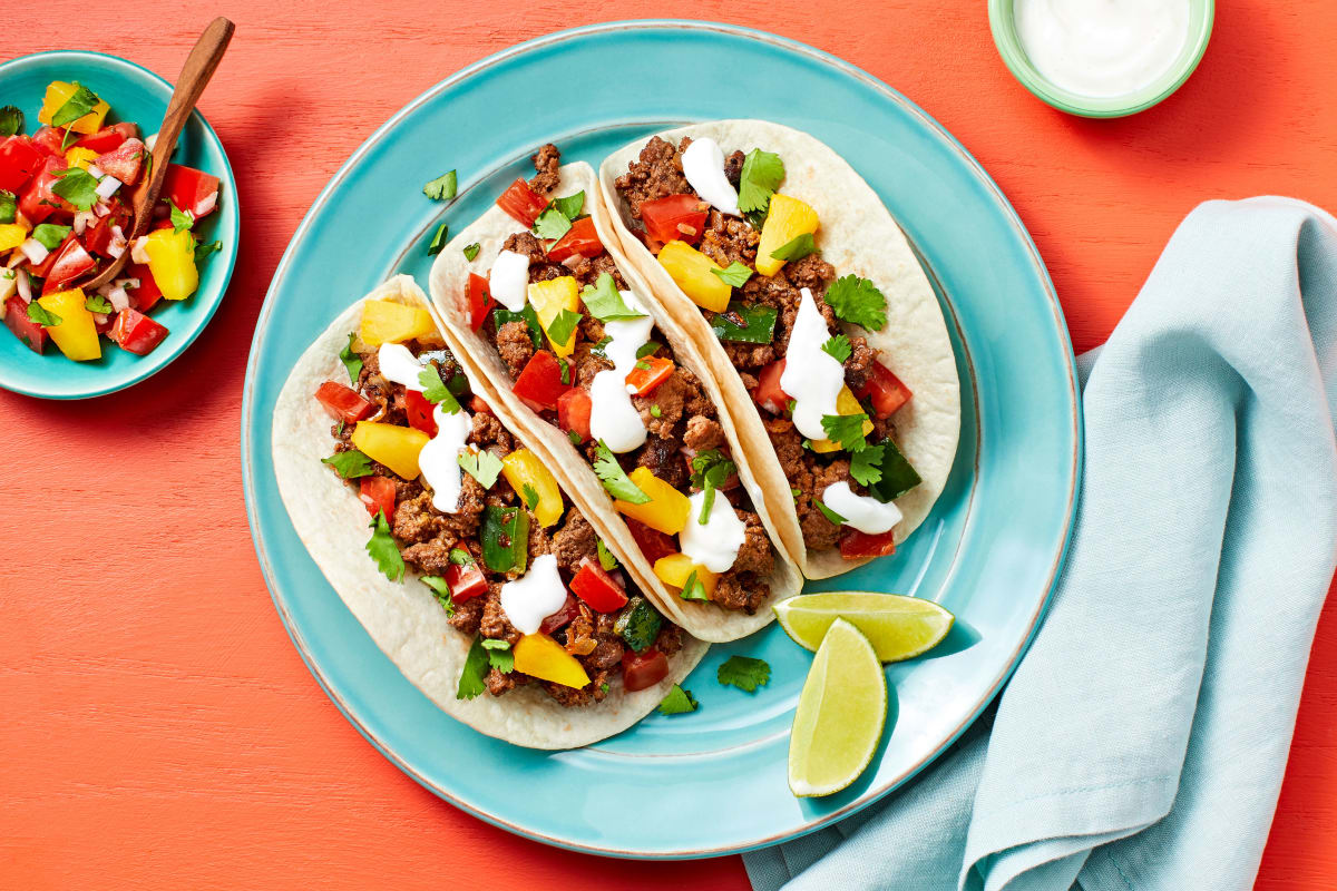 Pineapple Poblano Beef Tacos