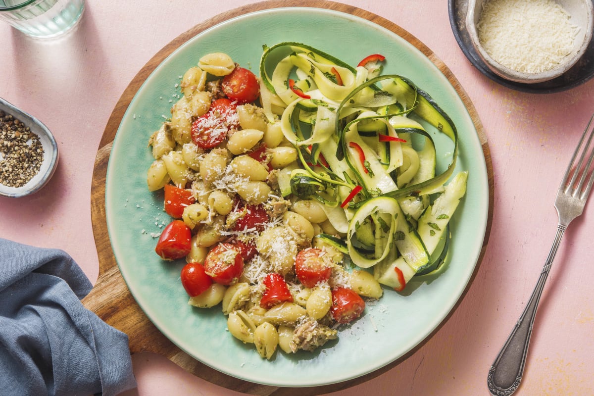 Conchiglie fraîches au thon et au pesto