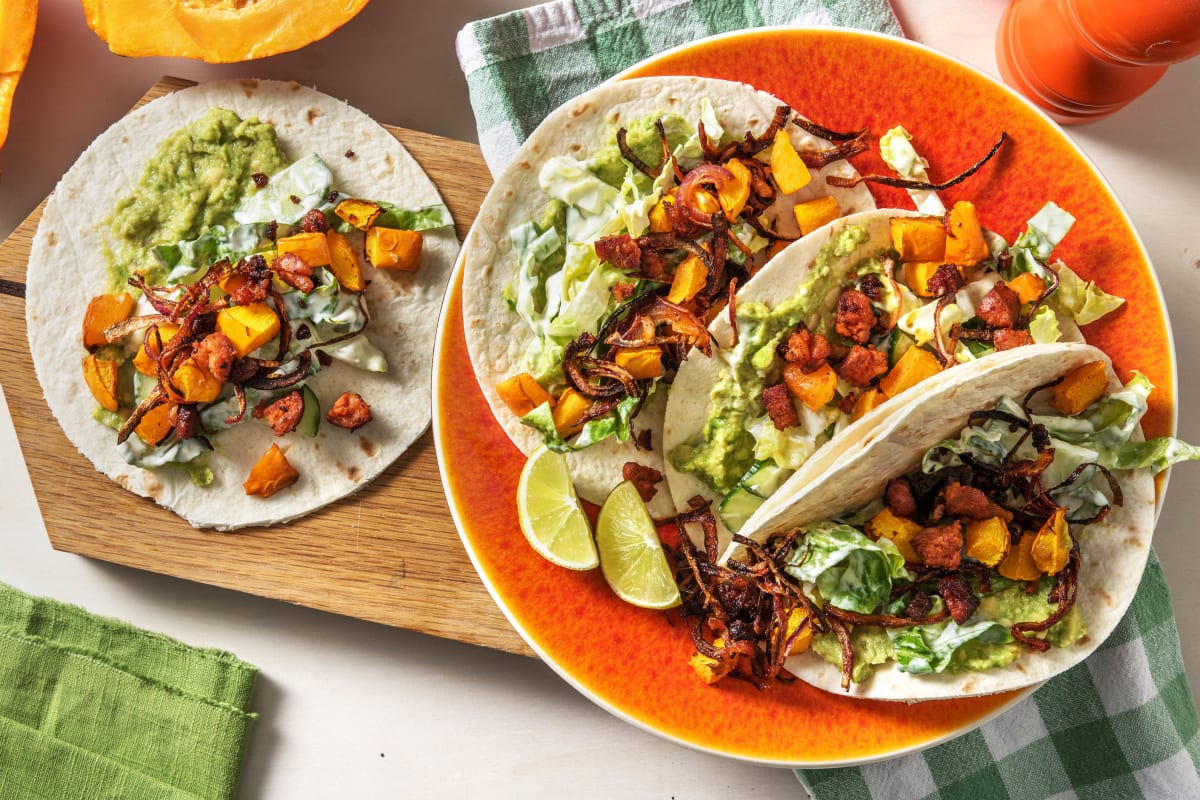 Tacos mit Kürbis-Ofengemüse und Chorizo