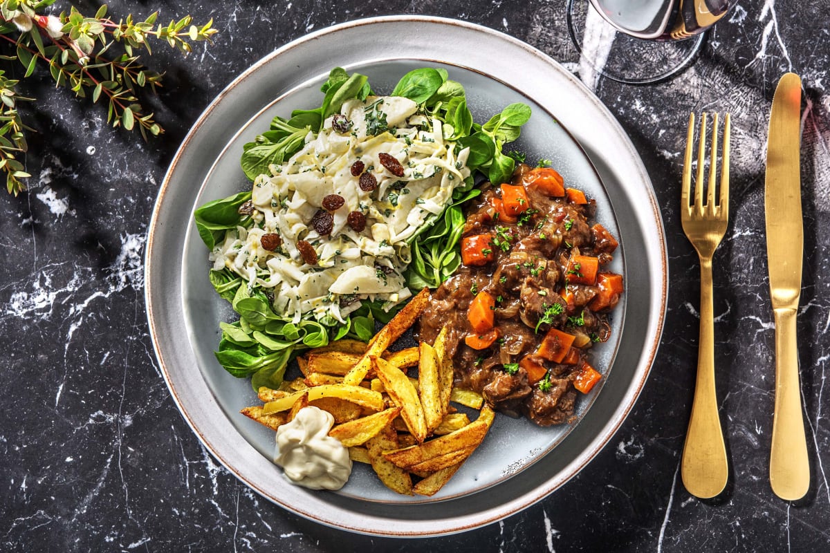 Mijoté de veau de luxe et salade de chicons