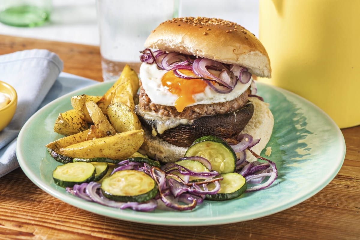 Broodje hamburger met portobello